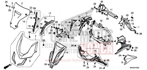 ABDECKUNG, VORNE (CRF1100A/AL/D/DL) CRF1100AL de 2020